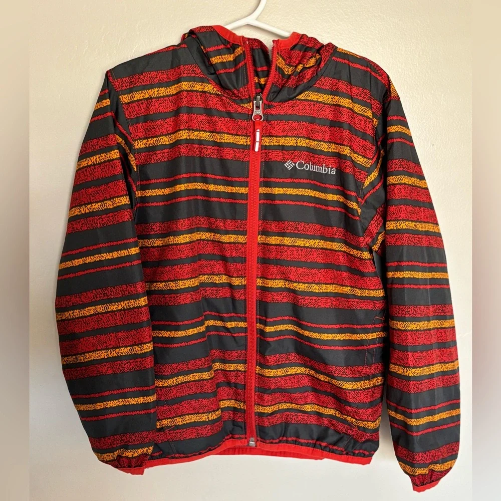 Columbia XS Youth Omni-Wick water resistant Red and Black Striped Jacket fullzip